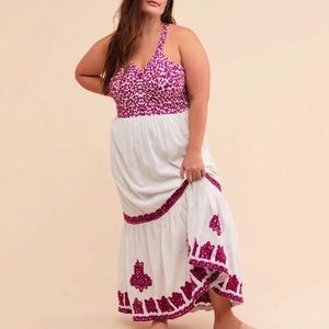 Anthropologie Manuela Embroidered Maxi Dress